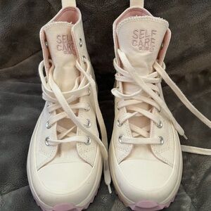 Converse white high top shoes - self care collection